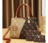 Ce set populaire de 3 pièces de sac mère-fille de cette année, grand sac fourre-tout décontracté classique pour femme, sac à main jacquard élégant haut de gamme pour femme Motif monogrammePolyuréthane