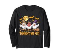 Ce Soir, Nous volons avec Funny Witchy Chickens Spooky Farm Halloween Manche Longue