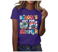 Ce sont les vacances d'été ! T-shirts pour femmes : nous avons obtenu notre diplôme ! T-shirt enseignant de l'année Dernier jour d'école T-shirt à manches courtes T-shirt en satin, lilas, S