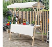 Ce Stand Alimentaire Portable en Bois avec auvent - Stand Pliable Bleu de 120 cm pour marchés de Rue et foires Artisanales - Idéal pour la Vente de Produits Alimentaires en extérieur et Les