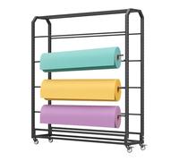 Ce Support de Rangement réglable en Acier Robuste avec roulettes est idéal pour Les Rouleaux de Tissu commerciaux. Il Peut contenir jusqu'à 8 Rouleaux de Papier Vinyle.