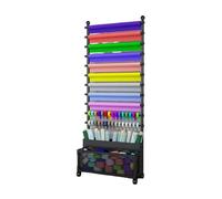 Ce Support de Rangement réglable en Acier Robuste pour Rouleaux de Tissu, avec Barres de Suspension et roulettes, est idéal pour Les projets commerciaux. Il Comprend également Une étagère mo