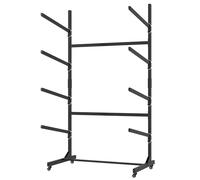 Ce Support de Rangement Robuste pour Kayaks, autoportant et réglable, Convient aux canoës, Sup ou Planches à pagaie. Capacité de 45 kg par Niveau, Peut contenir 2, 3 ou 4 Kayaks. 3 Niveaux.