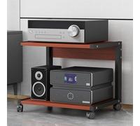 Ce Support TV Double Couche à roulettes est Compatible avec Les PS5, Les projecteurs, Les lecteurs DVD/CD, etc. Il est fabriqué en Teck et Mesure 50 x 40 x 45 cm.