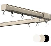 Ce système de Tringle à Rideaux Robuste en Aluminium pour Fixation au Plafond et au Mur, Compatible avec Les tringles Simples et Doubles à Angle Droit, est idéal pour Les installations courb