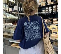 Ce t-shirt à col rond à manches courtes avec imprimé floral décontracté convient aux filles et aux enfants pour l'été - le motif de fleurs bleues est attrayant et saura faire sourire les enfants ! Vêt