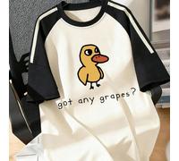 Ce t-shirt à manches courtes pour adolescents garçons présente une impression mignonne de caneton jaune, associée à un texte amusant et des graphiques de canard de bande dessinée. Manches raglan contr