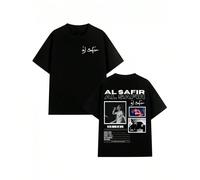 Ce t-shirt graphique de New Al Safir présente du texte en arabe et en anglais au dos. Il a été conçu par un rappeur et présente un col ras-du-cou et des manches courtes. L,M,S,XL,XXL,XXXLTissu tricoté