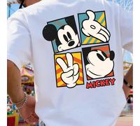 Ce t-shirt Mickey Mouse arbore un imprimé Disney en quatre parties représentant Mickey Mouse. Confectionné en pur coton, il possède des manches courtes, une coupe décontractée et un style casual - idé