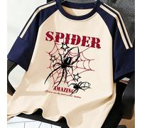 Ce t-shirt pour garçons présente un motif vintage de toile d'araignée, avec une impression de couleur contrastante sur les manches raglan. C'est un Top ample, confortable et doux au toucher, adapté po