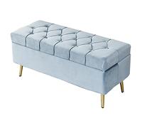 Ce Tabouret de Rangement Moderne rembourré, avec Ses Pieds rectangulaires en métal, est idéal pour la Chambre à Coucher. Ce Banc élégant au Pied du lit est Un Meuble Fonctionnel pour la déco