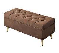 Ce Tabouret de Rangement Moderne rembourré, avec Ses Pieds rectangulaires en métal, est idéal pour la Chambre à Coucher. Ce Banc élégant au Pied du lit est Un Meuble Fonctionnel pour la déco