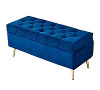 Ce Tabouret de Rangement Moderne rembourré, avec Ses Pieds rectangulaires en métal, est idéal pour la Chambre à Coucher. Ce Banc élégant au Pied du lit est Un Meuble Fonctionnel pour la déco