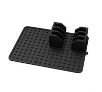 Ce tapis d'évier pratique en silicone avec un support de plaque intégré est le complément parfait à tout moderne pour la cuisine (noir)