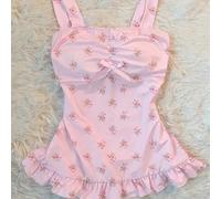Ce Top court ajusté et adorable dans un style de conte de fées Y2K est parfait pour les femmes, avec de petites fleurs et de mignonnes décorations de nœuds. Son design doux et innocent en fait un cade