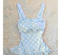 Ce Top court ajusté et décontracté dans un style de conte de fées Y2K pour femmes présente des pois et un joli nœud. C'est un look doux et innocent, parfait comme cadeau pour une amie ou pour un port