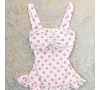 Ce Top court ajusté et décontracté dans un style de conte de fées Y2K pour femmes présente des pois et un joli nœud. C'est un look doux et innocent, parfait comme cadeau pour une amie ou pour un usage