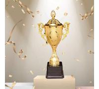 Ce trophée de couleur dorée en plastique convient à divers événements, compétitions, fêtes et petits jeux. C'est un symbole d'honneur et de joie pour les gagnants, et également un ensemble de fournitu
