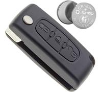 Ce0523 Kit Complet Coque Clé Compatible Avec Citroën C4 Picasso Grand Picasso C5 C6 + Pile Cr1620 Boîtier Plip Télécommande 3 Boutons Phare Sans Lame