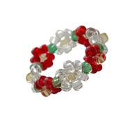 CeaBulo Bagues élégantes en perles avec élastique pour s'adapter aux tailles de doigts polyvalentes. Bagues sophistiquées en forme de fleur, idéales pour une tenue décontractée, taille réglable