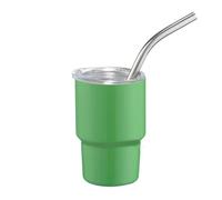 CeaBulo Gobelets en acier inoxydable de 59 ml avec paille et couvercle - Tasse à café portable à double paroi isotherme - Tasse de voyage portable pour café d'extérieur - Petite bouteille d'eau