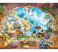 Ceaco - EZ2Hold - Dominic Davison - Vue sur la terrasse méditerranéenne - Puzzle de 1000 pièces pour Adultes - Puzzle Stimulant Parfait pour Les soirées de Jeu - Taille finie : 76,2 x 61 cm