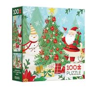 Ceaco - Tracy Flickinger - Le Père Noël décore l'arbre - Puzzle de 100 pièces pour les familles - Parfait pour les soirées de jeux - Puzzle fini taille 15 x 11