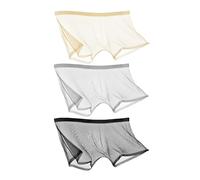 CEAeis Ice Silk Sexy Mesh Boxers entièrement transparents, respirants, slips creux pour hommes (3 pièces-C, XL)