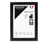 Ceanothe Cadre Photo 10x15 cm en Bois Noir, Pour Exposition et Idéal pour Photo Souvenir et A6, Collection Essentiel Verre acrylique Incassable Fabriqué en France