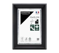 Ceanothe Cadre Photo 10x15 cm Noir Finition Argent Convient au A6 et Carte Postale Style Baroque Elegant Noble Collection Pandore en Bois FSC Verre acrylique Incassable Fabriqué en France