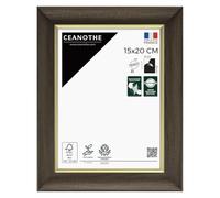Ceanothe Cadre Photo 15x20 cm Bois foncé - Elégant avec Liseré Doré - Convient au A5, A6 et Carte Postale - Collection LUNA Verre acrylique Incassable Fabriqué en France