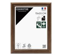 Ceanothe Cadre Photo 15x20 cm en bois Brun - Convient au A5, A6 et Carte Postale - avec Baguettes arrondies de la Collection Shelter Verre acrylique Incassable Fabriqué en France