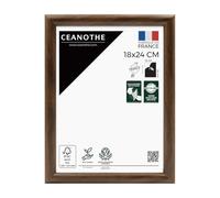 Ceanothe Cadre Photo 18x24 cm en bois Brun - Convient au A5 - avec Baguettes arrondies de la Collection Shelter Verre acrylique Incassable Fabriqué en France
