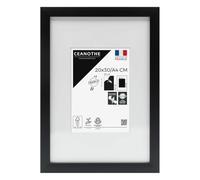 Ceanothe Cadre Photo 20x30 cm en Bois FSC Noir Passe-partout 13x18 cm - Convient au A4 Design Effet Caisse Collection MILAN Verre acrylique Incassable Fabriqué en France