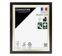 Ceanothe Cadre Photo 24x30 cm Noir et Doré Convient au A4 Baguettes avec finition intérieure de la Collection Actual Verre acrylique Incassable Fabriqué en France