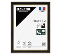 Ceanothe Cadre Photo 30x40 cm Bois foncé - Elégant avec Liseré Doré - Convient au A4- Collection LUNA Verre acrylique Incassable Fabriqué en France