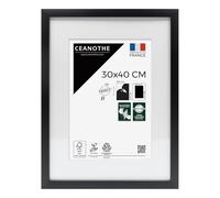 Ceanothe Cadre Photo 30x40 cm en Bois FSC Noir Passe-partout 20x30 cm - Convient au A4 Design Effet Caisse Collection MILAN Verre acrylique Incassable Fabriqué en France