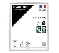 Ceanothe Cadre Photo 40x50 cm en Bois Blanc, Pour Exposition et Idéal pour Décoration Murale et A3, posters, affiches, puzzles. Collection Essentiel Verre acrylique Incassable Fabriqué en France