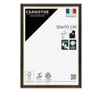 Ceanothe Cadre Photo 50x70 cm Bois foncé - Elégant avec Liseré Doré - Convient au A2 et Affiche Poster- Collection LUNA Verre acrylique Incassable Fabriqué en France