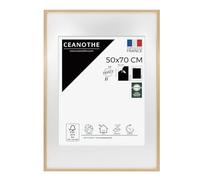 Ceanothe Cadre Photo Bois Chêne 50x70 cm avec Passe-Partout 40x50 cm - Bois Naturel FSC pour A2 et Affiche Poster - Verre acrylique Incassable Collection ALBA - Fabriqué en France