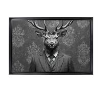 Ceanothe Tableau mural encadré cerf gentleman 40x60 cm - Tableau Mural Décoratif - Image Encadrée Imprimée en HD - Impression 40x60 cm sur Fibres de Bois FSC - Finition Mate - Fabriqué en France