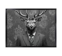 Ceanothe Tableau mural encadré cerf gentleman 60x80 cm - Tableau Mural Décoratif - Image Encadrée Imprimée en HD - Impression 60x80 cm sur Fibres de Bois FSC - Finition Mate - Fabriqué en France