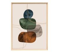 Ceanothe Tableau mural encadré formes organiques suspendues 60x80 cm - Tableau Mural Décoratif - Image Encadrée Imprimée en HD - Impression 60x80 cm sur Fibres de Bois FSC - Finition Mate - Fabriqué