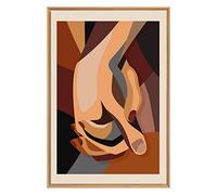 Ceanothe Tableau mural encadré mains enlacées 65x97 cm - Tableau Mural Décoratif - Image Encadrée Imprimée en HD - Impression 65x97 cm sur Fibres de Bois FSC - Finition Mate - Fabriqué en France