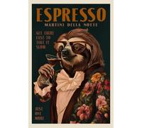 Ceanothe Tableau mural encadré paresseux Martini Espresso 65x97 cm - Tableau Mural Décoratif - Image Encadrée Imprimée en HD - Impression 65x97 cm sur Fibres de Bois FSC - Finition Mate - Fabriqué en