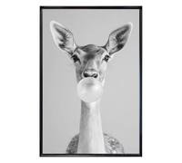 Ceanothe Tableau mural encadré portrait biche bubble gum 80x120 cm - Tableau Mural Décoratif - Image Encadrée Imprimée en HD - Impression 80x120 cm sur Fibres de Bois FSC - Finition Mate - Fabriqué en