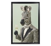 Ceanothe Tableau mural encadré zèbre gentleman 40x60 cm - Tableau Mural Décoratif - Image Encadrée Imprimée en HD - Impression 40x60 cm sur Fibres de Bois FSC - Finition Mate - Fabriqué en France