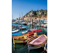 Ceanothe Tableau sur toile bateaux port de Nice 30x45 cm Décoration Murale Art Décoratif Muraux Peinture Imprimée en HD Salon Chambre Bureau Bois de Forêt FSC Fabriqué en France