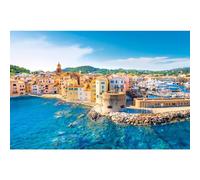 Ceanothe Tableau sur toile bord de mer à Saint-Tropez 65x97 cm Décoration Murale Art Décoratif Muraux Peinture Imprimée en HD Salon Chambre Bureau Bois de Forêt FSC Fabriqué en France