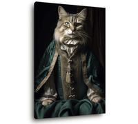 Ceanothe Tableau sur Toile Chat Vintage 30x45 cm Décoration Murale Art Décoratif Muraux Peinture Imprimée en HD Salon Chambre Bureau Bois de Forêt FSC Fabriqué en France